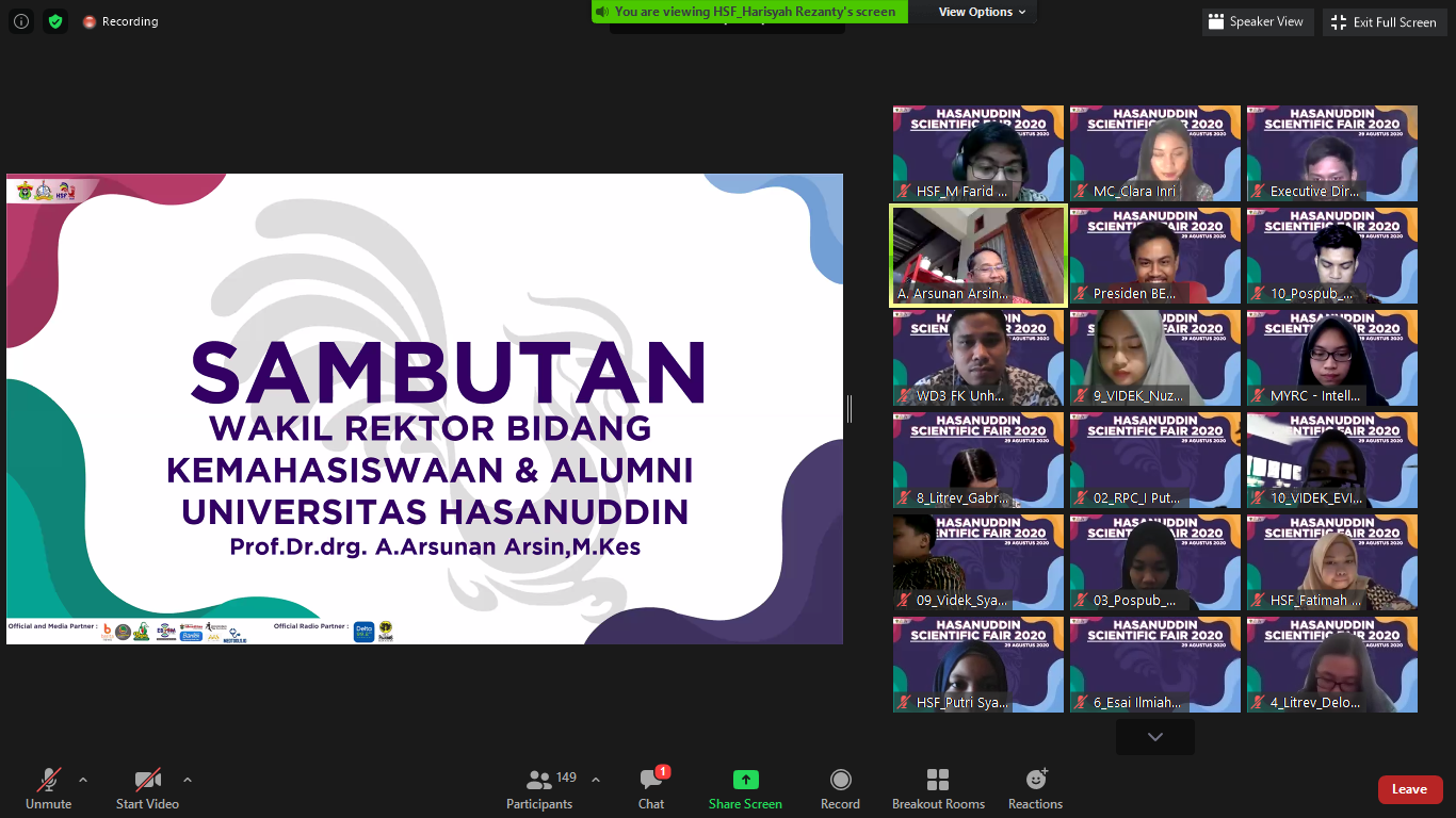 Sambutan Wakil Rektor bidang Kemahasiswaan dan Alumni UNHAS